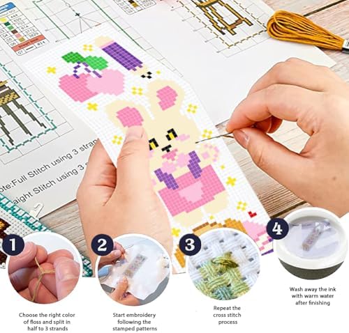ORIGACH 6 Set Cartoon Animal & Reading Elements Cross Stitch Bookmark Kit - Image 4