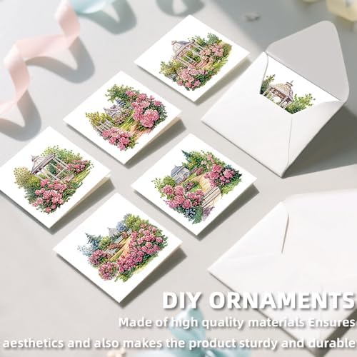 C'eitura 12Pcs Garden Flowers Diamond Art Painting Greeting Card Kit with Envelopes, DIY Floral Christmas Birthday Thanksgiving Card Making Set, All Occasion Handmade Card Craft - Image 5