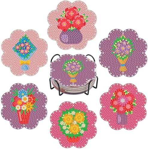 EWJRNSF 6 PCS Small Diamond Art Coasters Kits, Diamond Painting, Fall Diamond Art Kits for Adults Beginners, Arts and Crafts Item Sets with Holder for Drinks by EWJRNSFDiamondPainting