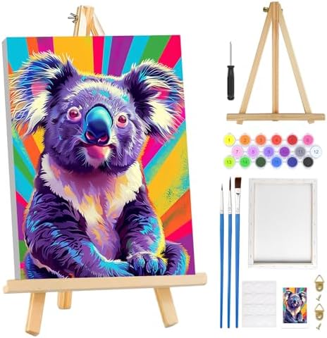 MOGTAA Koala Paint by Numbers Kit for Adults Beginners with Frame, Animal Adult Paint by Number Kits on Canvas with Easel, Easy DIY Oil Painting Kits for Home Decor, 8x12in by MOGTAADIYHomeDecor