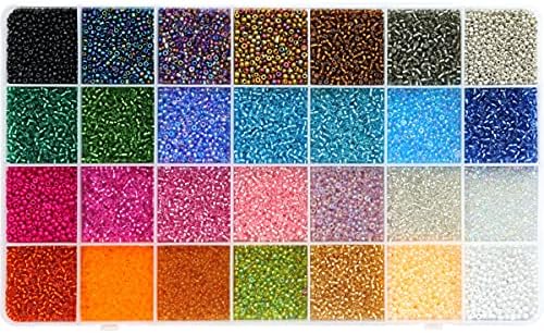Ybxjges 24000Pcs 2mm Glass Seed Beads Kit, with 28 Colors Small Beads Kit for Girls,Women and Adults,Bracelets, Necklaces,Earring,Jewelry Making Supplies by Ybxjges