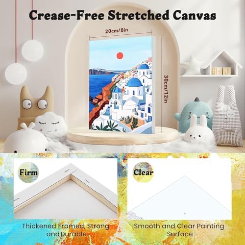 4 Pcs Cityscape Paint by Numbers for Adult with Frame Canvas - Wooden Easel - Image 2