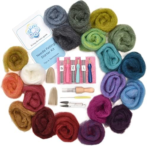 Living Dreams Yarn Needle Felting Premium Starter Kit, Colorful Corriedale by LivingDreamsYarn