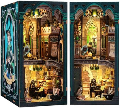 CUTEBEE Book Nook Kit - DIY Booknook Miniature House Tiny House 3D Wooden Puzzle Dollhouse Kit for Adults and Teens, Bookshelf Insert Decor, DIY Craft Gift Model Build (Darkness Common Room) by CUTEBEE