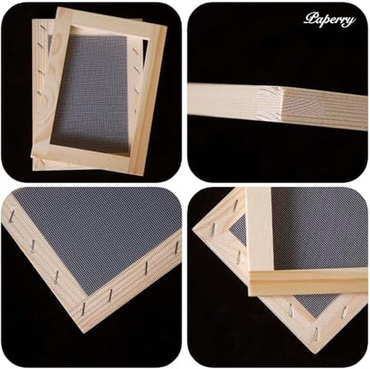 A6 Paper Making Screen Kit Papermaking with Pine Wood Mould and Deckle Set, Couching Cloth, Sponge, Confetti & Instructions for DIY Handmade Paper of 3 7/8" x5 7/8", 10 * 15 cm - Image 4