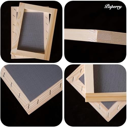 3.9 * 3.9 inch Square, Heart and Circle Shaped Paper Making Screen Papermaking Kit with Wood Mould and Deckle Set, Heart Shaped Deckle, Circle Shaped Deckle for DIY Handmade Paper - Image 4