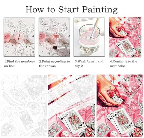 ZRIZQ Vintage Paint by Numbers Kit for Adults Beginner,Poker,16x20 - Image 5