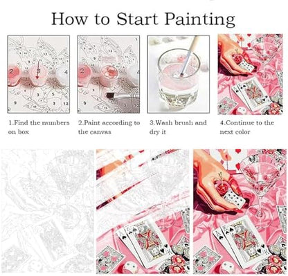 ZRIZQ Vintage Paint by Numbers Kit for Adults Beginner,Poker,16x20 - Image 5