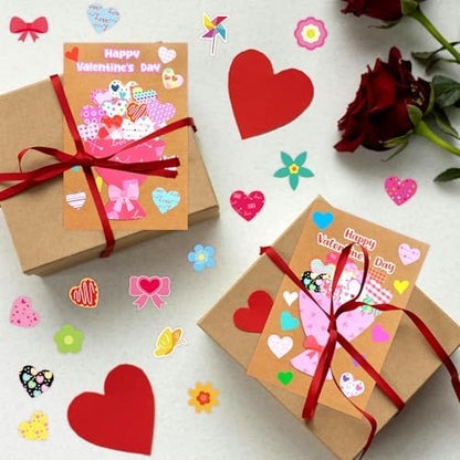 ceiba tree Valentine's Day Crafts for Kids Cards Making Kits 12 Pcs DIY 3D Hot Air Balloon Bouquet Greeting Card with Cutouts Sticker and Envelopes Bulk for Classroom Activities Party Favors - Image 7