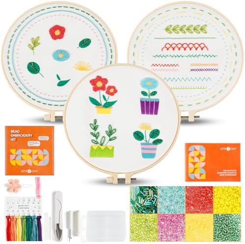 HTVRONT Sparkling Bead Embroidery Set, 3 Packs, for Senior Beginners by HTVRONT
