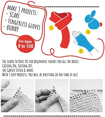 CraftLab Knitting Kit - Beginner Knitting Supplies with Wool Yarn, Needles, Instructions, DIY Gift - Image 5