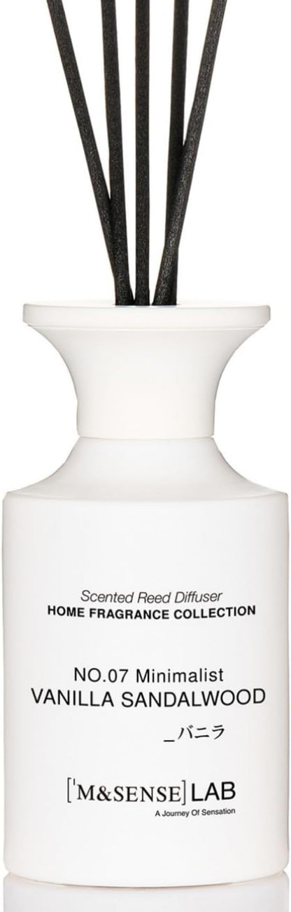 M&SENSE Reed Diffuser Set, 10.14 fl oz Large Reed Diffuser, Vanilla Sandalwood Scented with Natural Essential Oils, Long Lasting with 7 Sticks, Non-Toxic Home Fragrance Reed Diffuser for Bedroom