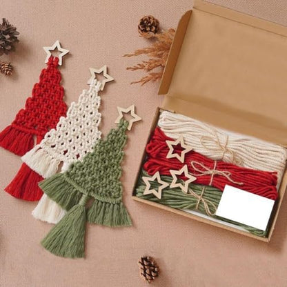 Christmas Tree DIY Macrame Kit for Beginners, 3 Pack Christmas Tree Macrame Craft Starter Kit, DIY XmasTree Ornaments Wall Hanging Art Decor Festive Activity Unique Gift - Image 4