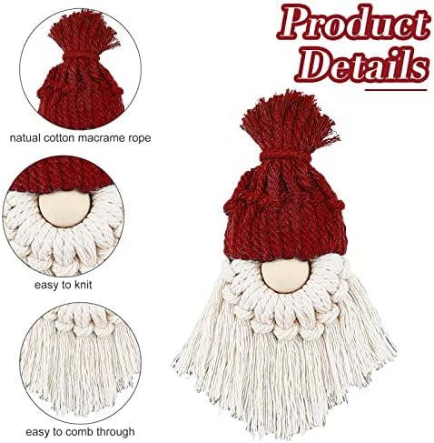 FREEBLOSS 6 Set DIY Macrame Christmas Gnomes Santa Claus Kit - Image 3