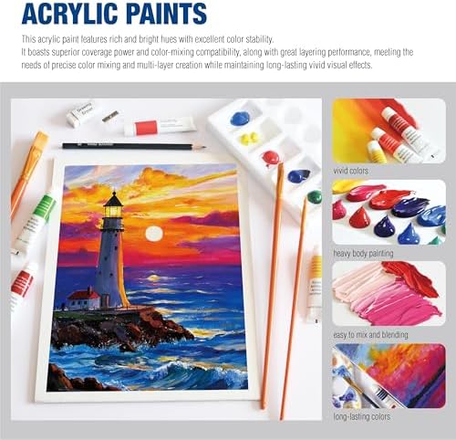 Mixed Media Art Set with Art Easel, Complete Art Supplies Kit - Image 4