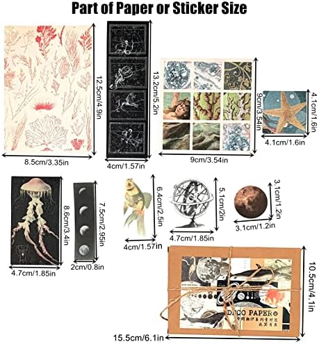 Esweny 200 Pieces Vintage Ephemera Scrapbooking Supplies Pack for Journaling, Decoupage Paper Scrapbook Stickers Kit for Junk Journal Planners Collage Craft Notebooks Album (Space and Sea) - Image 3
