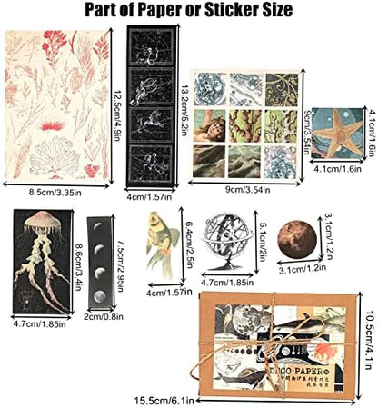 Esweny 200 Pieces Vintage Ephemera Scrapbooking Supplies Pack for Journaling, Decoupage Paper Scrapbook Stickers Kit for Junk Journal Planners Collage Craft Notebooks Album (Space and Sea) - Image 3