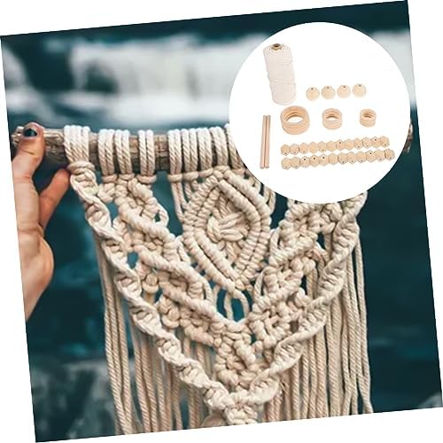 OUNONA 1 Set DIY Macrame Tapestry Kit Complete for Adults Includes Rope Beads Rings for Wall Art Decoration Crafting Fun for Beginners Enthusiasts - Image 7