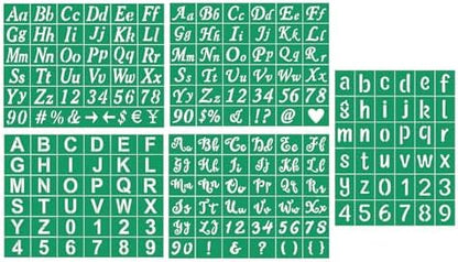JAJADO 5 Pcs Reusable Alphabet Templates Self Adhesive Silk Screen Stencils, Letter Stencils Symbol Numbers Craft Stencils Silk Screen Transfers for Painting on Wood/T-Shirt/Rock/Sign/DIY Art Project by JAJADO