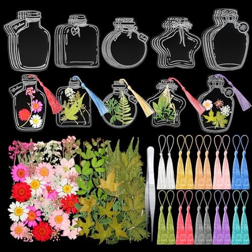TaoBary 161 Pcs Transparent Dried Flower Bookmarks DIY Kit, Delicate by TaoBary