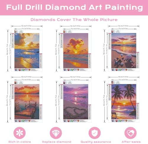 DOTSOPS 6 Pack Beach Diamond Painting Kits for Adults Art Painting Kits - Image 2