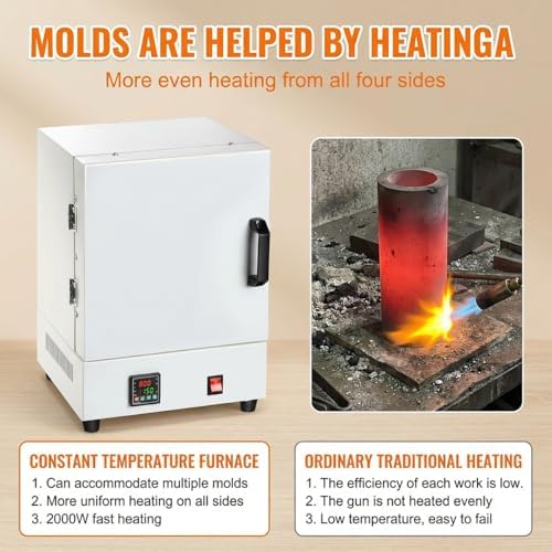 2000W Electric Kiln for Pottery at Home, 2102℉/1150℃ Muffle Furnace Heat Treat Oven with Digital Controller for Jewelry Making, Glass Fusing, Metal Clay, Wax Casting, Burnout, Ceramic & DIY - Image 3