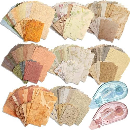226 Sheets Vintage Scrapbook Paper Kit with Photo Tapes, Textured Scrapbooking Supplies Craft Paper for Junk Journal Supplies Planner Mixed Collage Materials Embellishments by Caffox