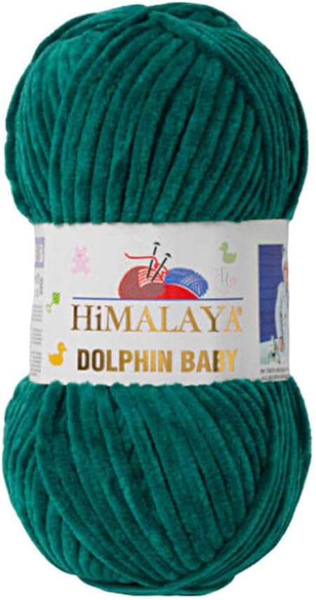 1 Skein/Pack Himalaya Dolphin Baby Chenille Yarn, Each Ball 100 gr (3.5 oz), 120 m (132 Yards), 100% Polyester, Super Bulky Baby Blanket Velvet Amigurumi Yarn, 80331- Emerald Green