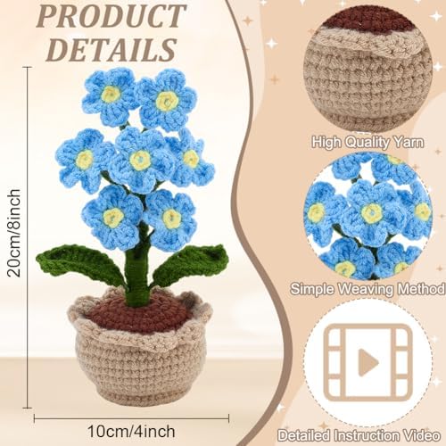 ACRNIGHEET Crochet Kit for Beginners 4 Pcs Flower Pot Crochet Kit Kinitting Kits for Beginners Adults Amigurumi Crafts Ornament with Step-by-Step Video Tutorials - Image 3