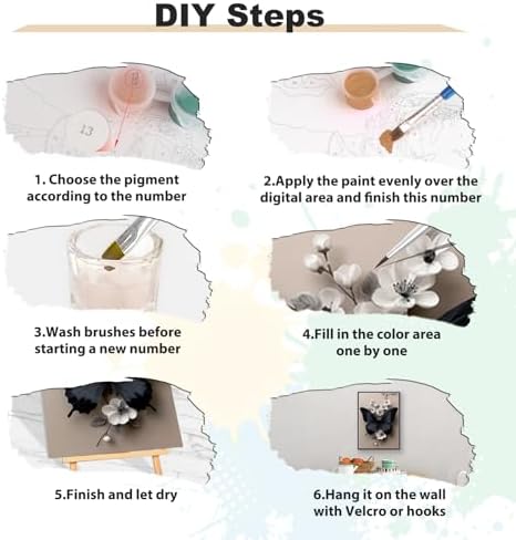 EOBROMD Framed Paint by Numbers Kits for Adults with Wooden Easel, Butterfly DIY Paint by Numbers for Adults Beginner, Painting on Stretched Canvas, Oil Painting Kits for Home Decor Gift 10x14 Inch - Image 6