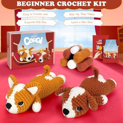 Fortuning's JDS Crochet Kit for Beginners, 2 PCS Corgi Crochet Kits - Image 2