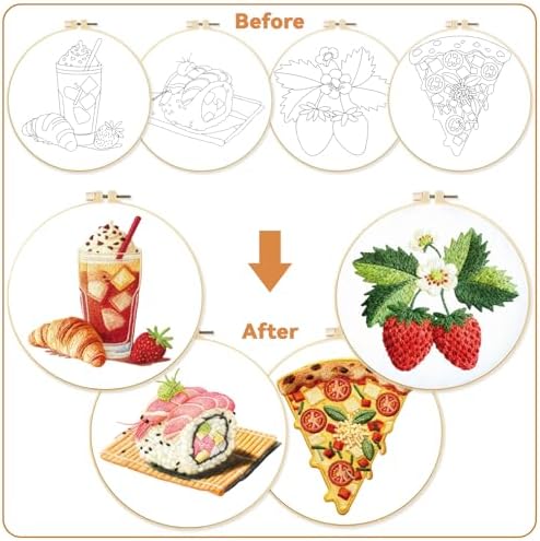BEUNITONE 4 Set Strawberry Embroidery Kit with Hoops for Adult Beginners - Image 4
