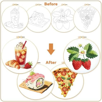 BEUNITONE 4 Set Strawberry Embroidery Kit with Hoops for Adult Beginners - Image 4