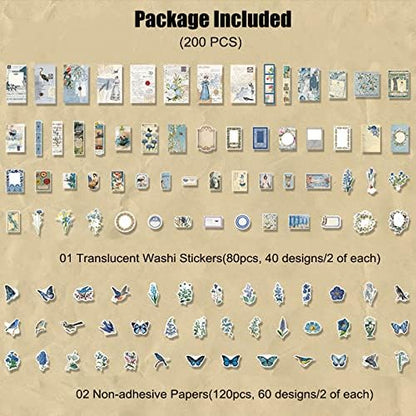 Esweny 200PCS Vintage Scrapbooking Supplies Kit for Journaling, Scrapbook Sticker Paper Pack for Junk Journal Planners Aesthetic Cottagecore Room Decor Wall Art Collage Album - Image 2