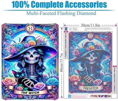 Lophomie Diamond Art Kits for Adults, 5D Skull Witch Diamond Painting Kits - Image 5