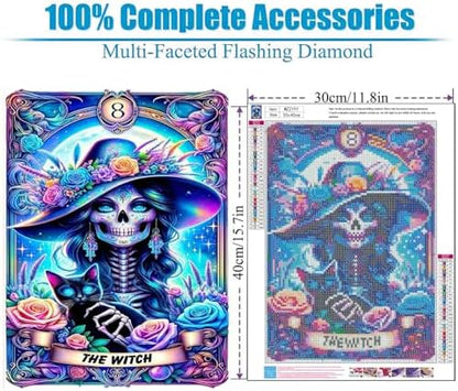 Lophomie Diamond Art Kits for Adults, 5D Skull Witch Diamond Painting Kits - Image 5