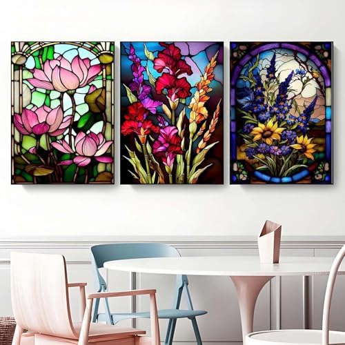 GEMOUJ 6 Packs Paint by Numbers Kits for Adult-Flowers Paint by Numbers Kit for Adults Beginners, DIY Flowers Acrylic Painting on Canvas for Adult, Home Wall Decor 12 X 16Inch - Image 5