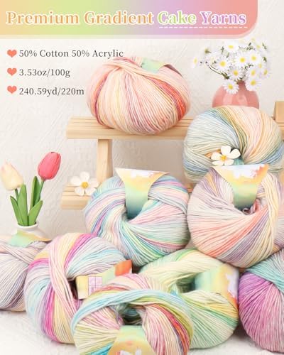 Coopay Yarn for Crocheting & Knitting, Gradient Cake Yarns (Glittering) - Image 3