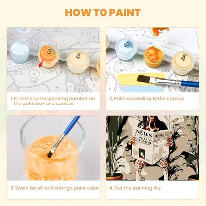 MXJSUA Toilet Giraffe Framed Paint by Numbers for Adults Beginners, Easy Adults' Paint-by-Number Kits on Canvas with Easel, Acrylic Number Painting Crafts Gifts for Home Decor, 8x12 inch - Image 5