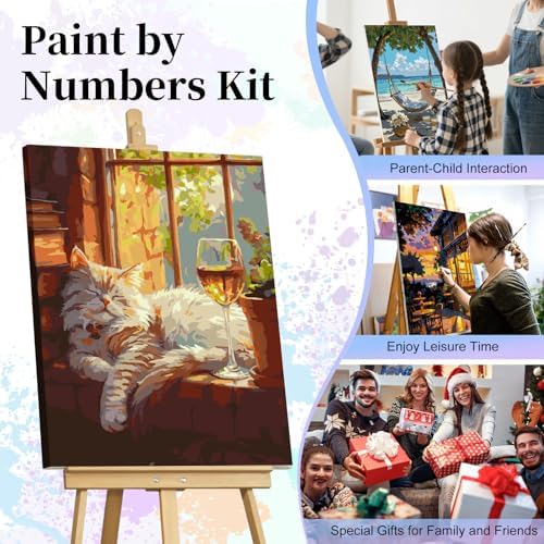 Paint by Numbers Kit for Adults, Sleeping Cat Number Painting Canvas Kit - Image 7