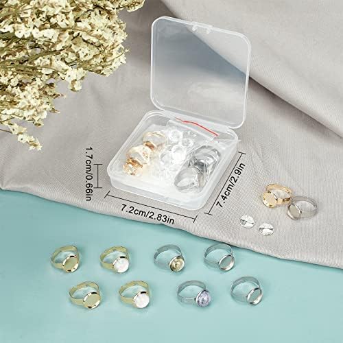 SUNNYCLUE 1 Box 40Pcs DIY 20 Sets Adjustable Stainless Steel Ring Base Clear Glass Cabochon Settings for Jewelry Making Finger Rings Blanks Components Ring Making Kit Adult Craft Supplies Mixed Color - Image 7