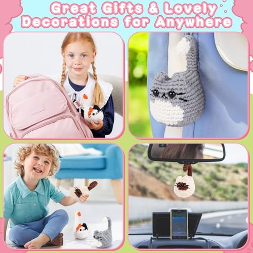 Cat Crochet Kit for Beginners-3PCS Cats Crochet Kits,Teacher Appreciation Gifts for Women, Crochet Starter Kit with Step-by-Step Video Tutorials,Crochet Animal Kits DIY Craft Learn to Crochet Kits - Image 6