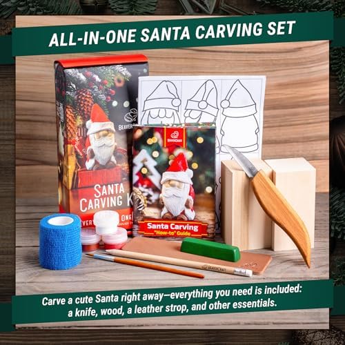 BeaverCraft DIY06 Santa Whittling Kit – Wood Carving Kit for Beginners – Wood Carving Tools Set, Diy Crafts for Adults – Woodworking Kits for Kids&Teens – Hobby Kits for Adults, Woodworking Gifts - Image 3