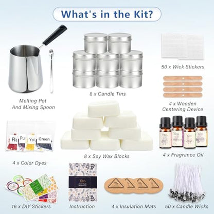 Complete Candle Making Kits for Adults Beginners, DIY Candle Making Supplies Include Soy Wax,Wax Melter,Scents,Dyes,Wicks,Wicks Sticker,Candle Tins & More-Full Candle Maker Set - Arts & Crafts Kits - Image 6
