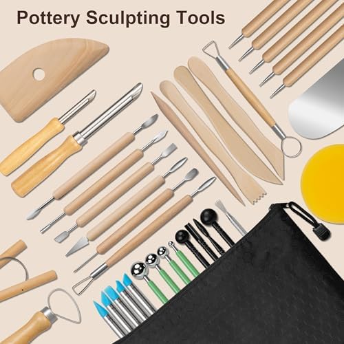 Amrules 38 Pcs Polymer Clay Sculpting Tools Kit for Adults, Light Yellow - Image 6
