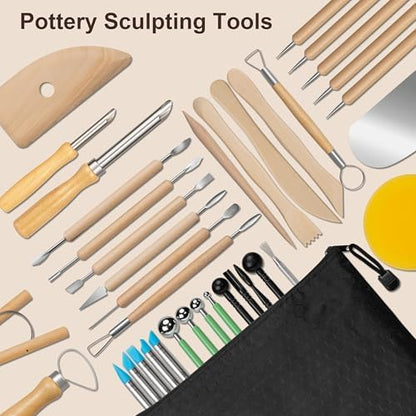 Amrules 38 Pcs Polymer Clay Sculpting Tools Kit for Adults, Light Yellow - Image 6