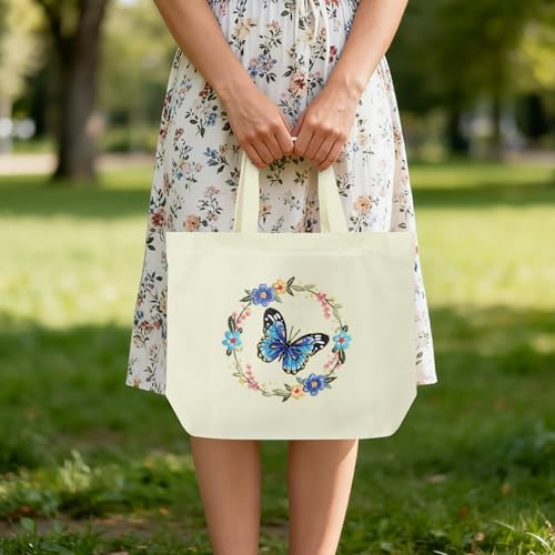 ERKOON Canvas Tote Bag Embroidery Kit for Beginners, Floral Arts Crafts Cross Stitch Kits for Adults Including Stamped Embroidery Bag with Hoops, Needle, Instruction and Color Threads (Butterfly) - Image 7