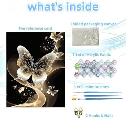 DOTSTART Paint by Numbers Kit for Adults, Starlight Butterfly Paint by Number for Adults,Acrylic Adults' Paint-by-Number Kits, DIY Easy Paint by Number Adult Canvas for Home Wall Art Decor,16X20 inch - Image 6
