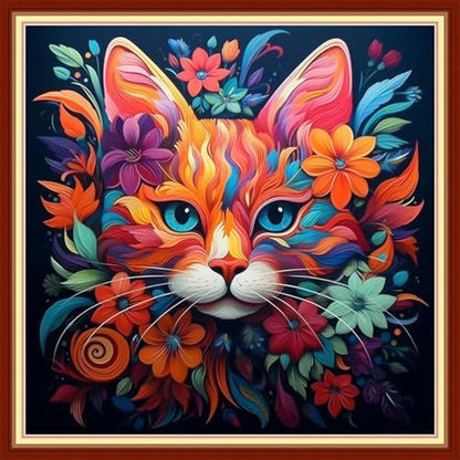 Joyhoor Stamped Cross Stitch Kits for Beginners, Needlepoint Kits for Adults, 11CT Counted Embroidery Kits-Magic Cat 18x18 inchs by JoyhoorCrossStitchKits