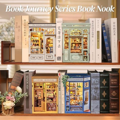 CUTEBEE Book Nook Kit - DIY Miniature House Dollhouse Kit for Adults and Teens, Booknook Tiny House Bookshelf Decor 3D Wooden Puzzle, Gifts for Family, Friends (Muse Bookstore) - Image 5